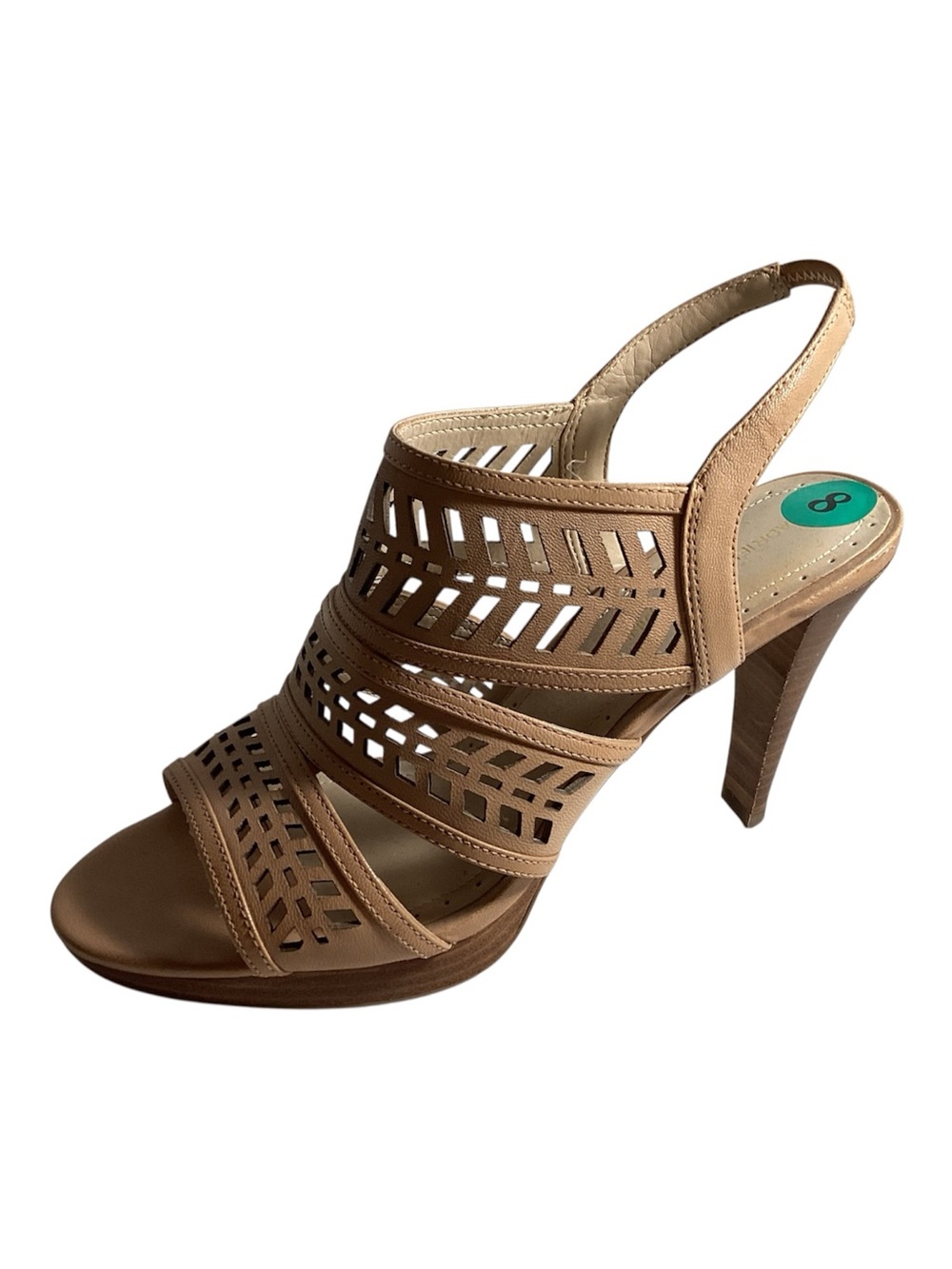 Adrienne Vittadini Sandals Tan Open Toe Slingback Block Heel Women’s Size 8